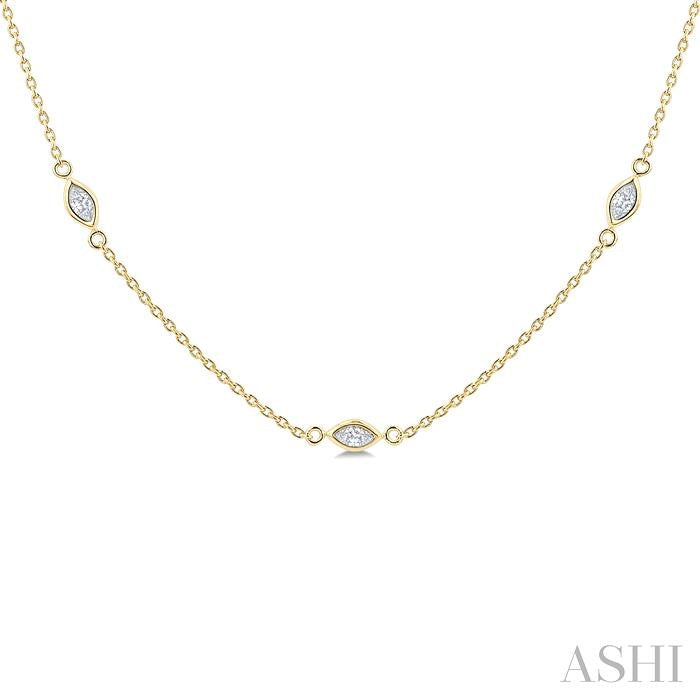 ASHI Marquise Shape Diamond Station Necklace 990AHPPFGNKYG-MQ