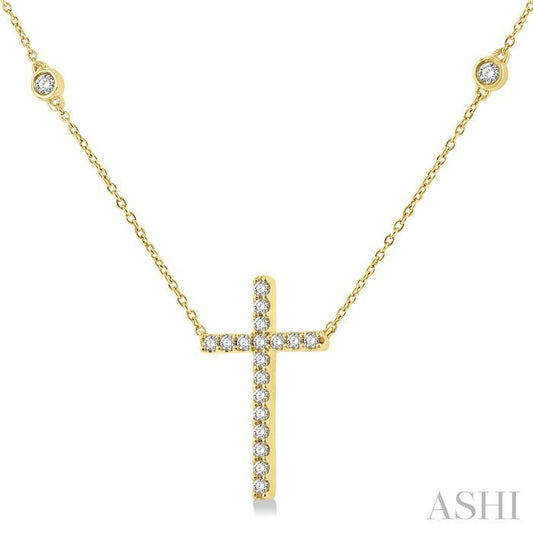 ASHI Cross Diamond Fashion Station Necklace 990DHPPTGNKYG