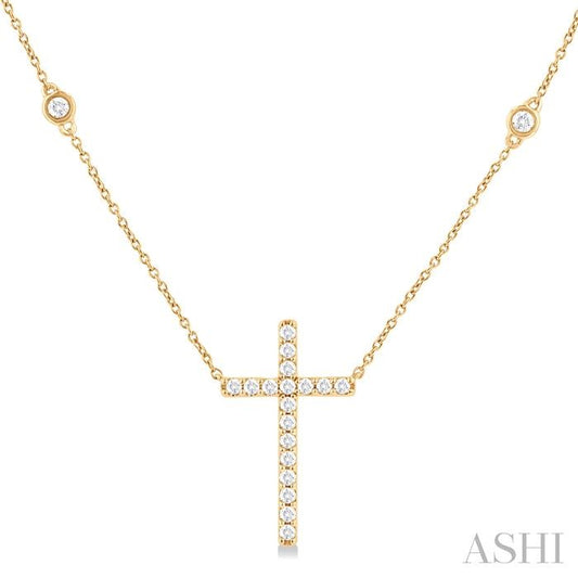 ASHI Cross Diamond Fashion Station Necklace 990DHPPTGNKYG