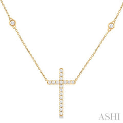 ASHI Cross Diamond Fashion Station Necklace 990DHPPTGNKYG