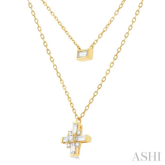 ASHI Baguette Diamond Layered Necklace 990VUPPFGNKYG