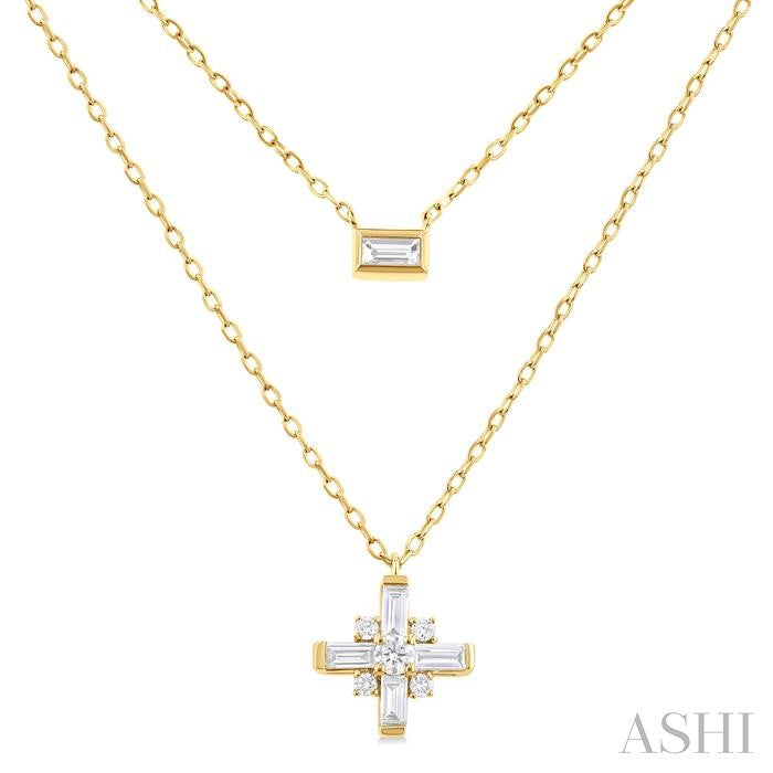 ASHI Baguette Diamond Layered Necklace 990VUPPFGNKYG