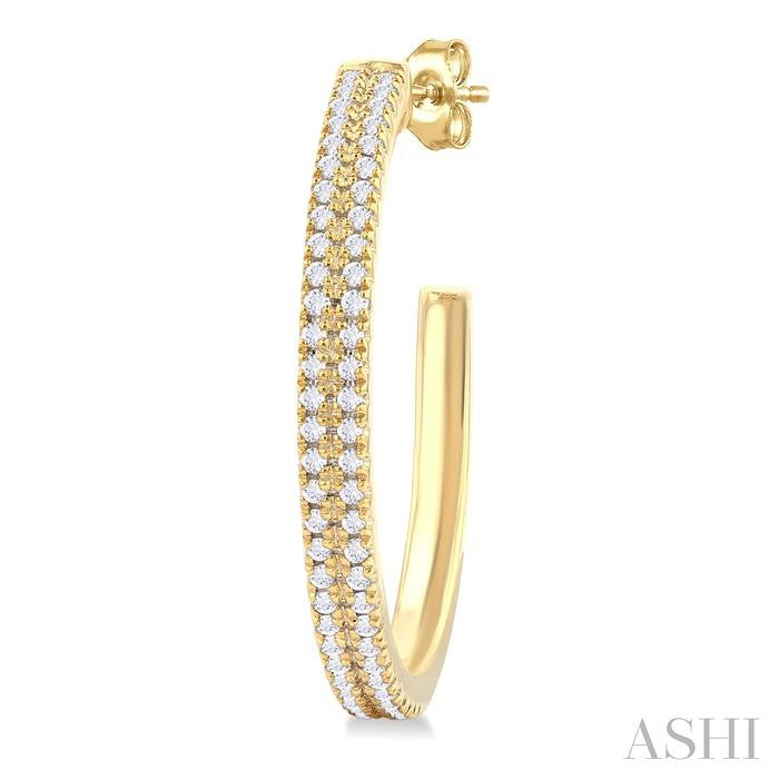 ASHI Double Row Diamond Half Hoop Earrings 990W5PPTGERYG