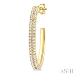 ASHI Double Row Diamond Half Hoop Earrings 990W5PPTGERYG