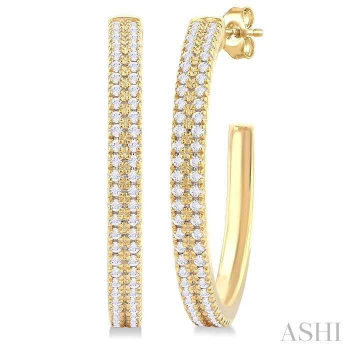 ASHI Double Row Diamond Half Hoop Earrings 990W5PPTGERYG