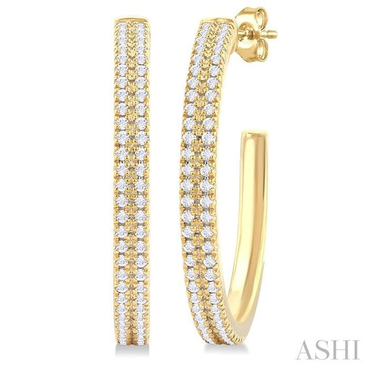 ASHI Double Row Diamond Half Hoop Earrings 990W5PPTGERYG