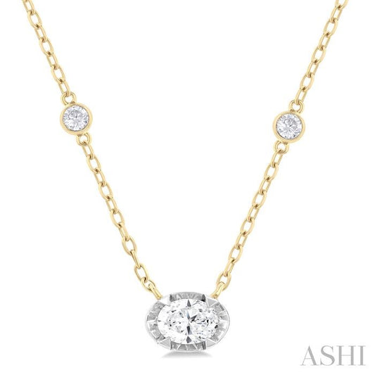 ASHI Oval Shape Bezel Set Diamond Station Necklace 990XQPPFGNKYW-OV