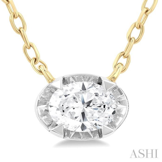 ASHI Oval Shape Bezel Set Diamond Station Necklace 990XQPPFGNKYW-OV