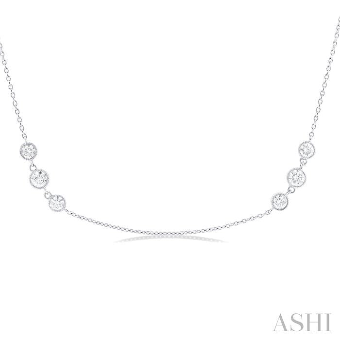 ASHI 3 Stone Diamond Station Necklace 991D1PPFGNKWG-1.50