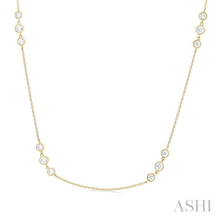 ASHI 3 Stone Diamond Station Necklace 991D1PPFGNKYG-1.50