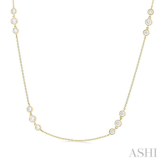 ASHI 3 Stone Diamond Station Necklace 991D1PPFGNKYG-1.50