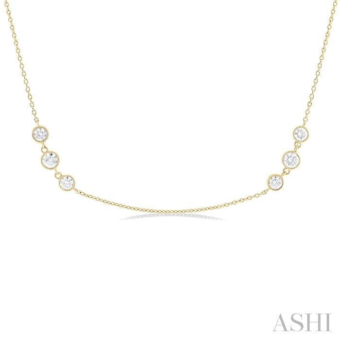 ASHI 3 Stone Diamond Station Necklace 991D1PPFGNKYG-1.50