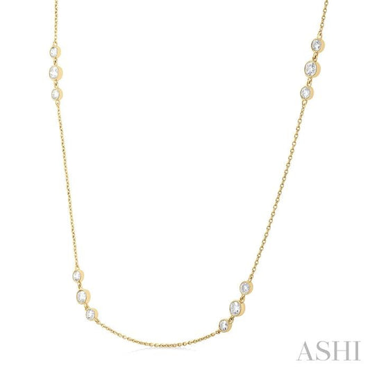 ASHI 3 Stone Diamond Station Necklace 991D1PPFGNKYG