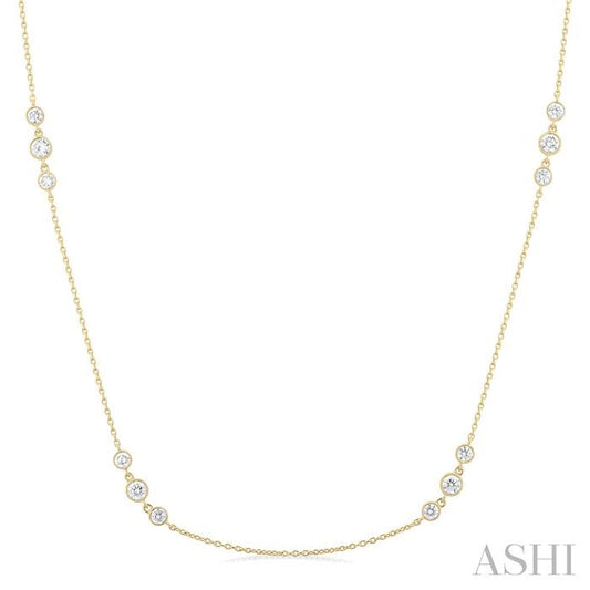 ASHI 3 Stone Diamond Station Necklace 991D1PPFGNKYG