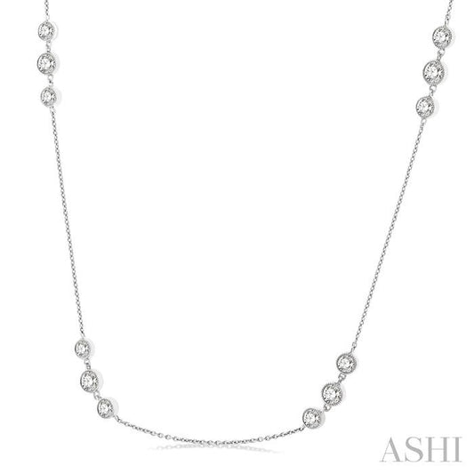 ASHI 3 Stone Diamond Station Necklace 991D2PPFGNKWG