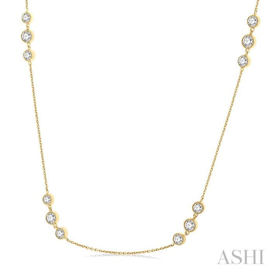 ASHI 3 Stone Diamond Station Necklace 991D2PPFGNKYG