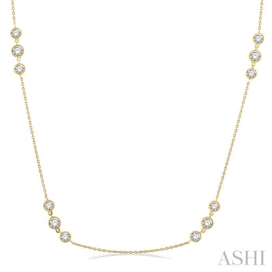 ASHI 3 Stone Diamond Station Necklace 991D2PPFGNKYG