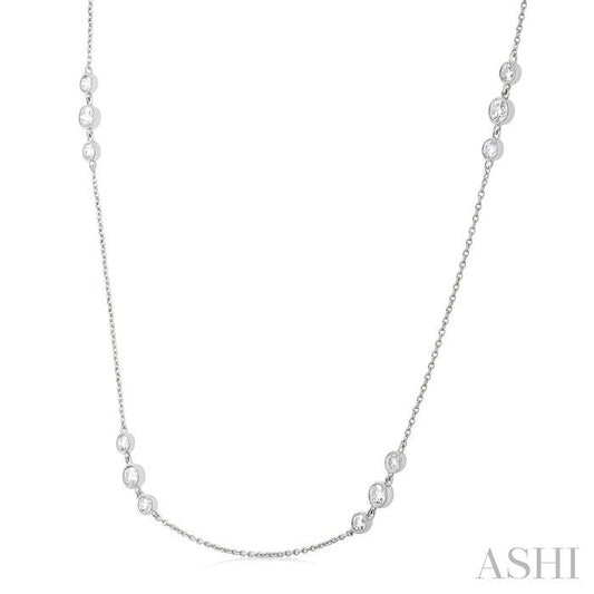 ASHI 3 Stone Diamond Station Necklace 991DVPPFGNKWG