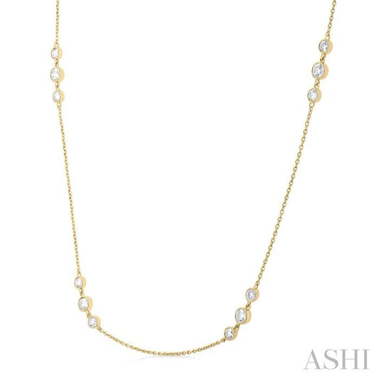 ASHI 3 Stone Diamond Station Necklace 991DVPPFGNKYG