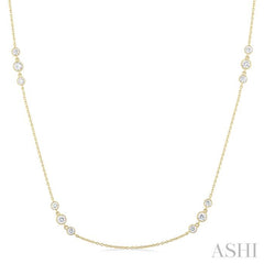 ASHI 3 Stone Diamond Station Necklace 991DVPPFGNKYG