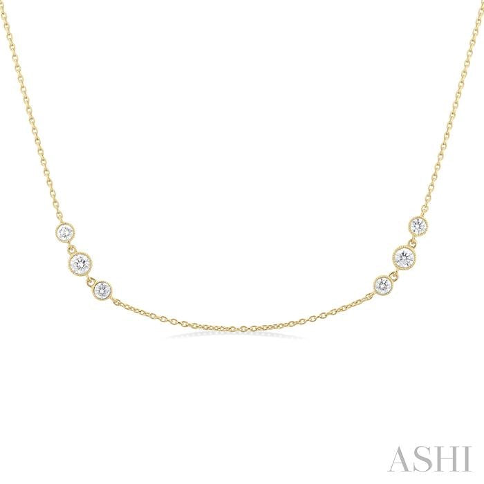 ASHI 3 Stone Diamond Station Necklace 991DVPPFGNKYG