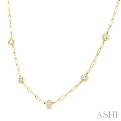 ASHI Bezel Set Paperclip Diamond Station Necklace 992E1PPFGNKYG-1.50