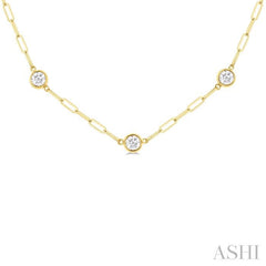 ASHI Bezel Set Paperclip Diamond Station Necklace 992E1PPFGNKYG-1.50