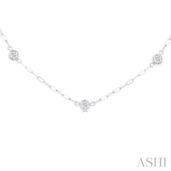ASHI Bezel Set Paperclip Diamond Station Necklace 992EHPPFGNKWG