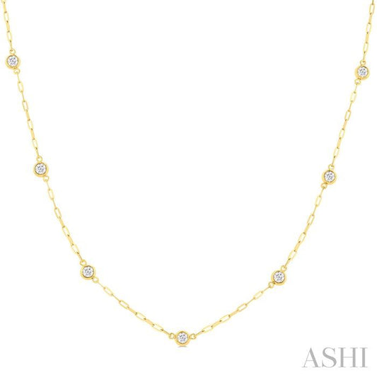 ASHI Bezel Set Paperclip Diamond Station Necklace 992EHPPFGNKYG
