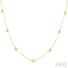 ASHI Bezel Set Paperclip Diamond Station Necklace 992EHPPFGNKYG