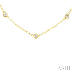 ASHI Bezel Set Paperclip Diamond Station Necklace 992EHPPFGNKYG