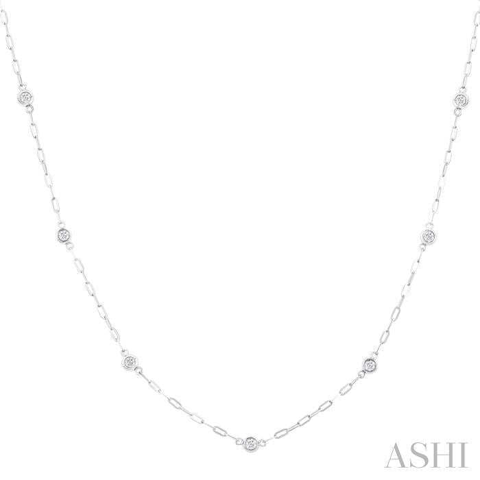 ASHI Bezel Set Paperclip Diamond Station Necklace 992EQPPFGNKWG