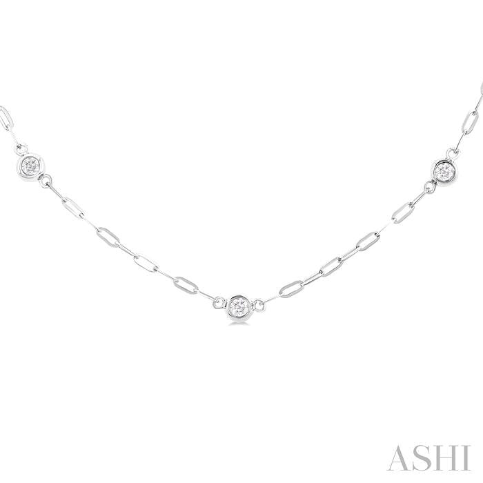 ASHI Bezel Set Paperclip Diamond Station Necklace 992EQPPFGNKWG