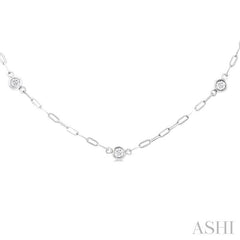 ASHI Bezel Set Paperclip Diamond Station Necklace 992EQPPFGNKWG