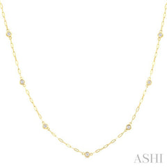 ASHI Bezel Set Paperclip Diamond Station Necklace 992EQPPFGNKYG