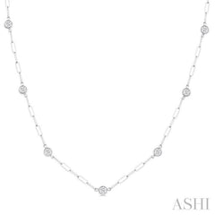 ASHI Bezel Set Paperclip Diamond Station Necklace 992EVPPFGNKWG