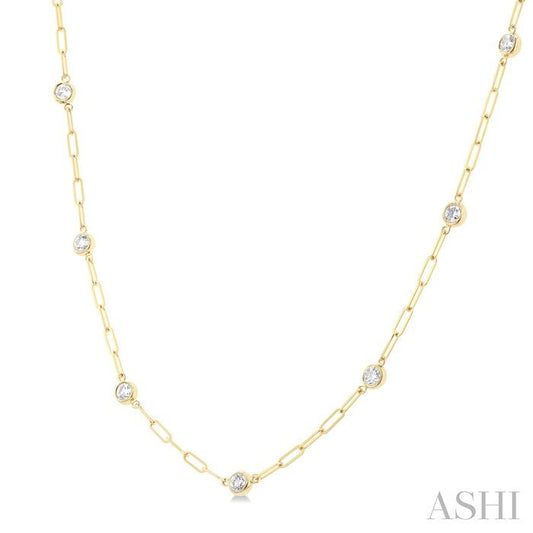 ASHI Bezel Set Paperclip Diamond Station Necklace 992EVPPFGNKYG