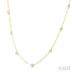 ASHI Bezel Set Paperclip Diamond Station Necklace 992EVPPFGNKYG
