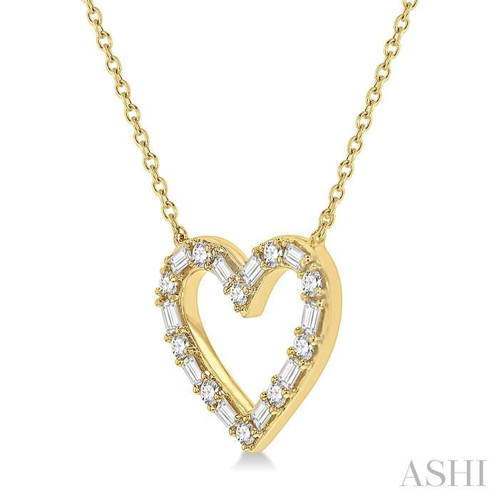 ASHI Heart Shape Baguette Diamond Pendant 992GHPPFHNKYG