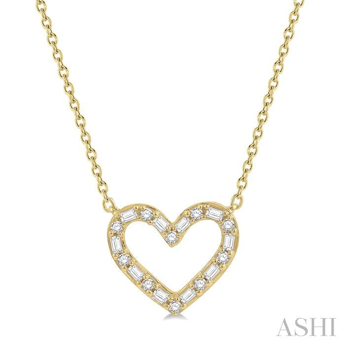 ASHI Heart Shape Baguette Diamond Pendant 992GHPPFHNKYG