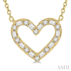 ASHI Heart Shape Baguette Diamond Pendant 992GHPPFHNKYG