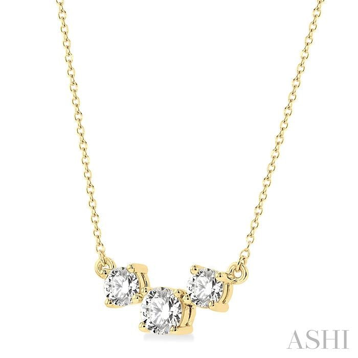 ASHI Round Shape Past Present & Future Diamond Necklace 992H1PPFGNKYG-1.25