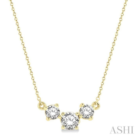 ASHI Round Shape Past Present & Future Diamond Necklace 992H1PPFGNKYG-1.25