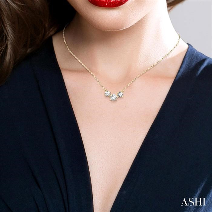 ASHI Round Shape Past Present & Future Diamond Necklace 992H1PPFGNKYG-1.50