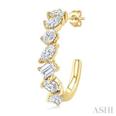 ASHI Mixed Shape Scatter Diamond Fashion Half Hoop Earrings 992P0PPFHERYG-1.50