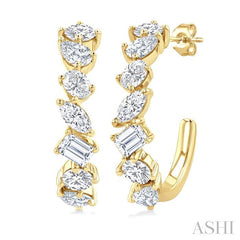 ASHI Mixed Shape Scatter Diamond Fashion Half Hoop Earrings 992P0PPFHERYG-1.50