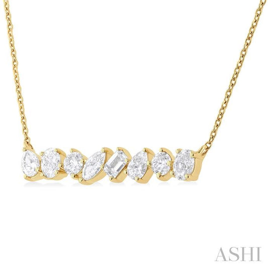 ASHI Mixed Shape Scatter Diamond Bar Fashion Necklace 992P1PPFHNKYG-1.10
