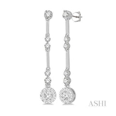 ASHI Round Shape Lovebright Diamond Long Earrings 686D2PPFGERWG