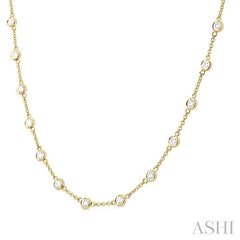 ASHI Bezel Set Diamond Station Necklace 993D2PPFGNKYG
