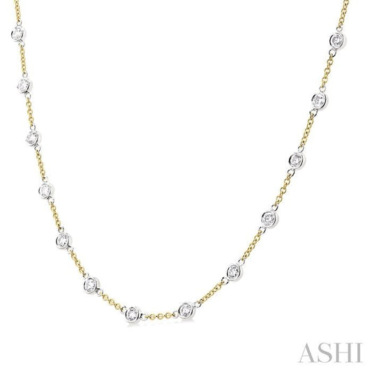 ASHI Bezel Set Diamond Station Necklace 993D2PPFGNKYW